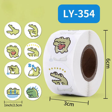100-500 Pcs 2.5cm Cute Animal Crocodile Stickers Roll for Envelope Praise Reward Student Kid Work Label Stationery Seal Label (ONLINE ORDER ONLY)