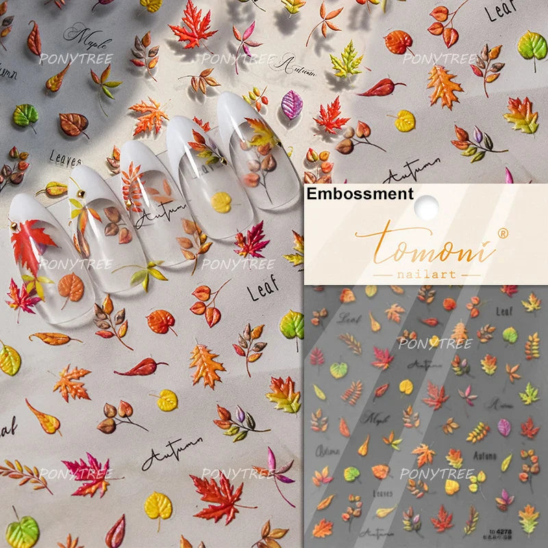 Sweater Glovesvacuum Cup Milk Fallen Leaves Kitten Adhesive Nail Art Stickers Warm Suitpinecone Kitchenware Cat Manicure Decals (ONLINE ORDER ONLY)