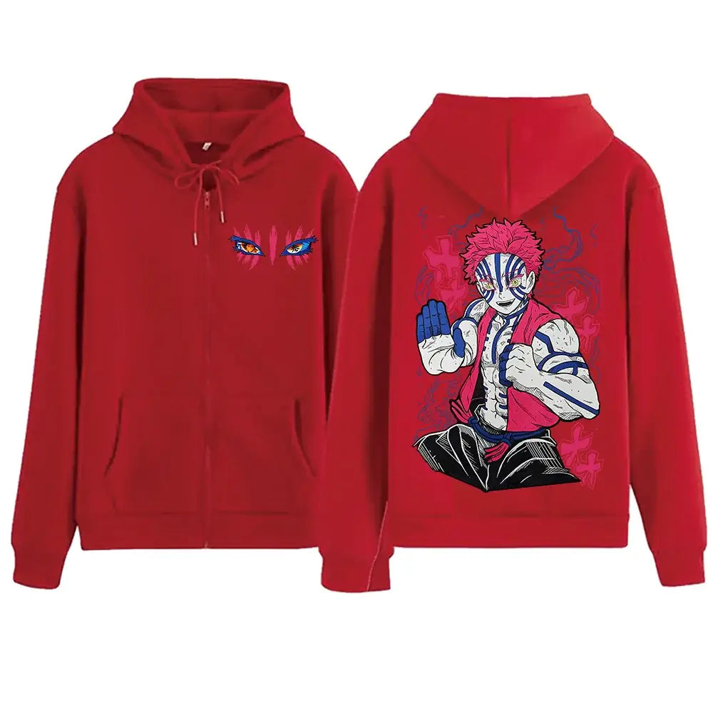 Demon Slayer Akaza Hoodie Infinity Castle Zipper (ONLINE ORDER ONLY)