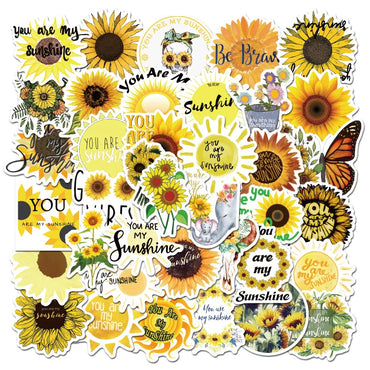 10/30/50PCS Sunflower you are my sunshine Stickers PVC Decal to DIY Scrapbook Laptop Car Suitcase Yellow Vsco Girls Toy Sticker (Online Order Only)