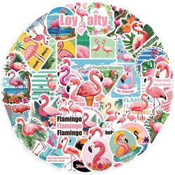 50pcs Flamingos Stickers Dream for DIY Girls Scrapbook Suitcase Water Bottle Phone Laptop Guitar Decal Cartoon Sticker Toys (Online Order Only)