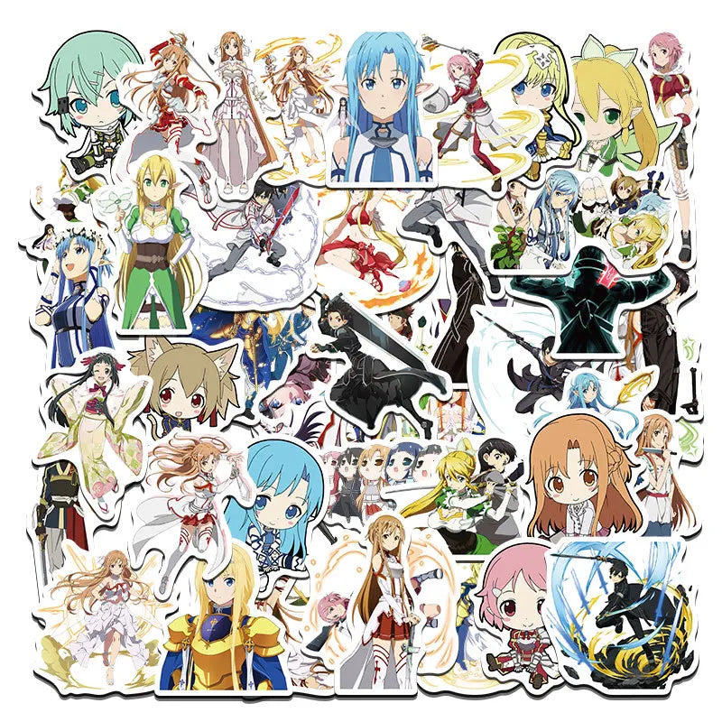 50pcs Sword Art Online Kirito Asuna Anime Stickers for DIY Decoration (Online Order Only)