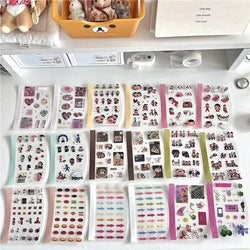 18Pc Set Japanese Y2K Cute Sticker Double Transparent Die cut Sticker Journal Handbook Scrapbooking Decoration Sticker Kids Gift (ONLINE ORDER ONLY)