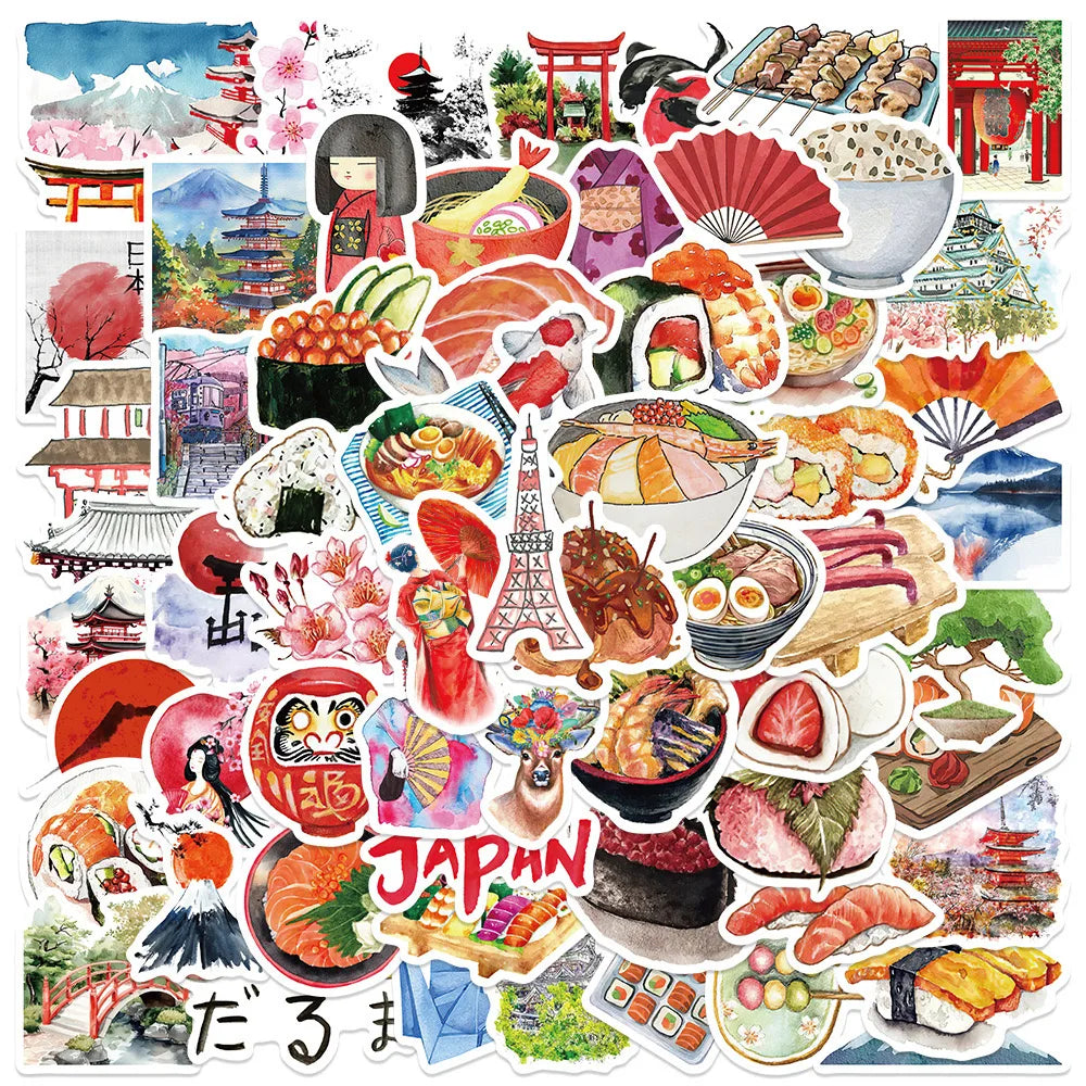 10/50Pcs Retro Cartoon Japanese Culture Food Aesthetic Stickers Waterproof For Laptop Luggage Guitar Skateboard Vinyl Decals Toy (Online Order Only)
