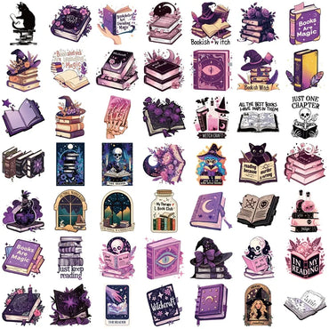 10/30/50PCS Purple Witch Reading PVC Sticker Aesthetic Colored DIY Decoration Scrapbooking Hand Accounting Supplies for Kids (Online Order Only)
