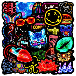 50Pcs Personalized Neon Series Graffiti Stickers Suitable for Laptop Helmets Desktop Decoration DIY Stickers Wholesale (Online Order Only)