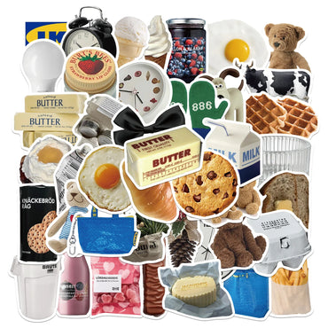 10/25/50pcs Ins Style Cute Stickers Cartoon Milk Food Decals DIY Fridge Phone Suitcase Laptop Notebook Car Wall Sticker Kids Toy (ONLINE ORDER ONLY)
