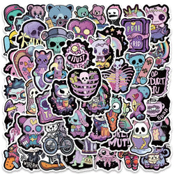 50PCS Gothic Halloween Skull Stickers for Laptop, Luggage, Skateboard, DIY Decals (ONLINE ORDER ONLY)