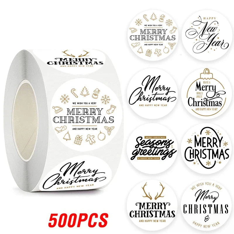 100-500pcs Christmas Theme Seal Labels Stickers For DIY Gift Baking Package Envelope Stationery Decoration 1inch (Online Order Only)