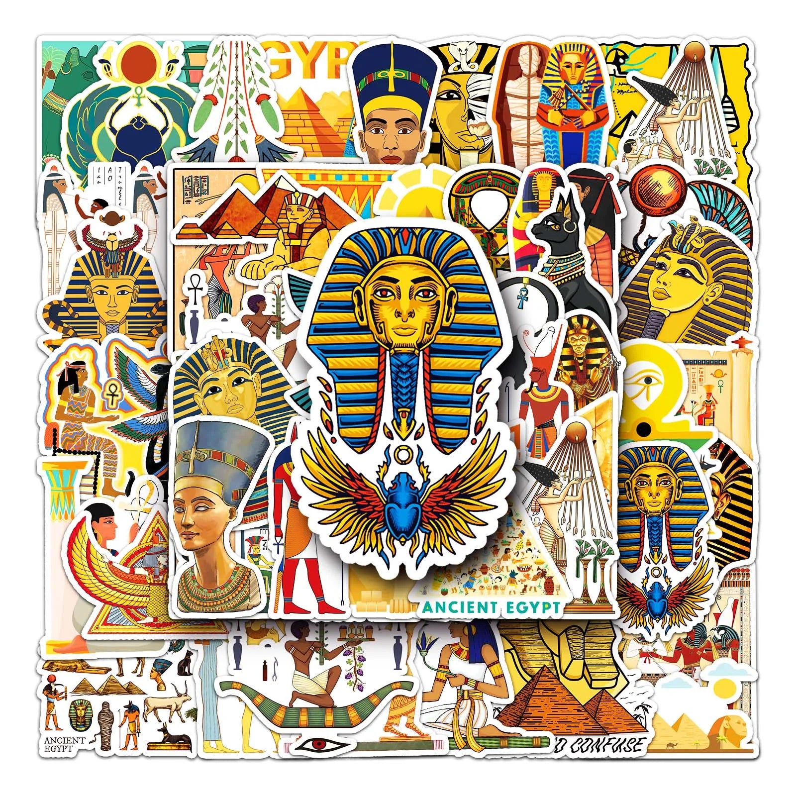 50Pcs Pharaoh Cartoon Waterproof Vinyl Stickers for Skateboard Snowboard (ONLINE ORDER ONLY)