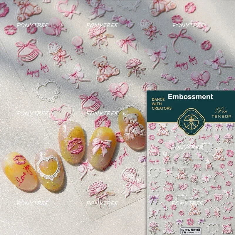 Angel Bowknot Stone Statue Vintage Photo Frame Flower Bed Bouquet Garden Rose Crown Adhesive Nail Art Stickers Manicure Decals (ONLINE ORDER ONLY)