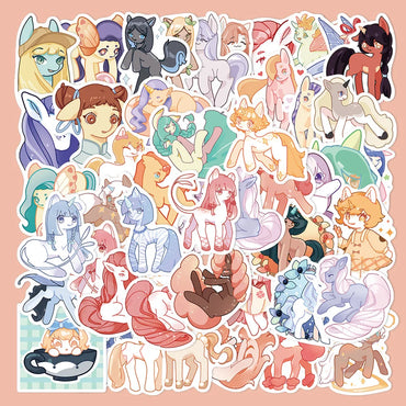 10/30/50PCS Fantasy Creature Cute Cartoon Pony Stickers Kawaii Animal Decals Kids Toy DIY Scrapbook Phone Fridge Laptop Bike Car (ONLINE ORDER ONLY)