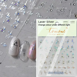 Romantic Purple Star Moon Butterfly Bowknot Retro Water Drop Gem Starburst Adhesive Nail Art Stickers Starlight Manicure Decals (ONLINE ORDER ONLY)