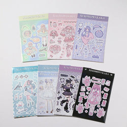 Sweet Cute Skateboard Girl Stickers Diary Scrapbooking DIY Album Decoration Sticker Aesthetic Personalized Kawaii Stationery (Online Order Only)