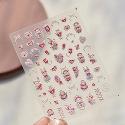 Bunny Love Heart Rabbit Nurse Cut Wound Bowknot Pill Flower Medicine Treatment Self Adhesive Nail Art Stickers Manicure Decals (ONLINE ORDER ONLY)