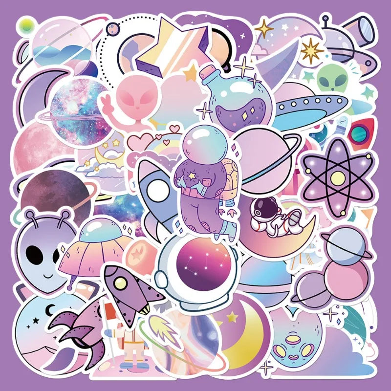 50pcs Cartoon Planet Stickers for Helmet, Wall, DIY Decoration Wholesale (ONLINE ORDER ONLY)