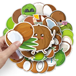 50PCS Summer Fruit Coconut Stickers for Phone Suitcase Scrapbook Scrapbooking Material Hawaii Sticker DIY Sticker (Online Order Only)