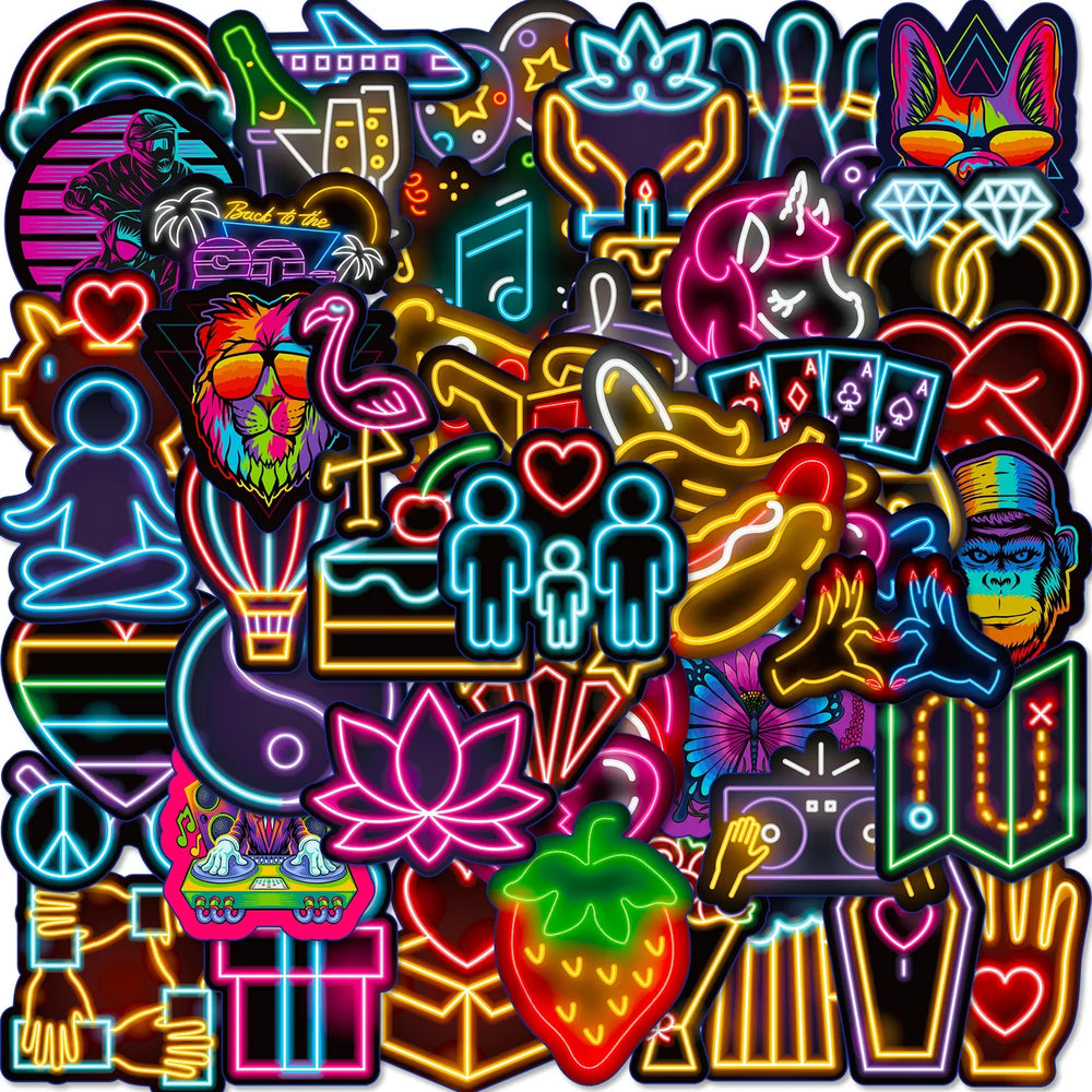 50Pcs New Neon Series Graffiti Stickers Suitable for Laptop Helmets Desktop Decoration DIY Stickers Toys Wholesale (ONLINE ORDER ONLY)
