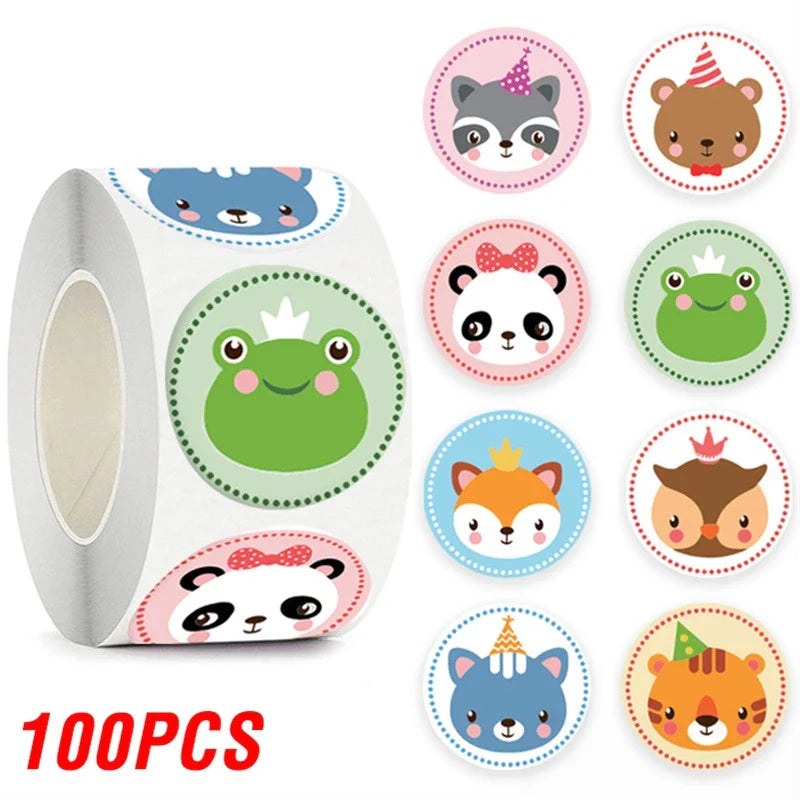 100-500pcs Cartoon Animal Reward Stickers for Kids Cute Gift Decor Stickers Labels School Encourage Children Stationery Stickers (Online Order Only)