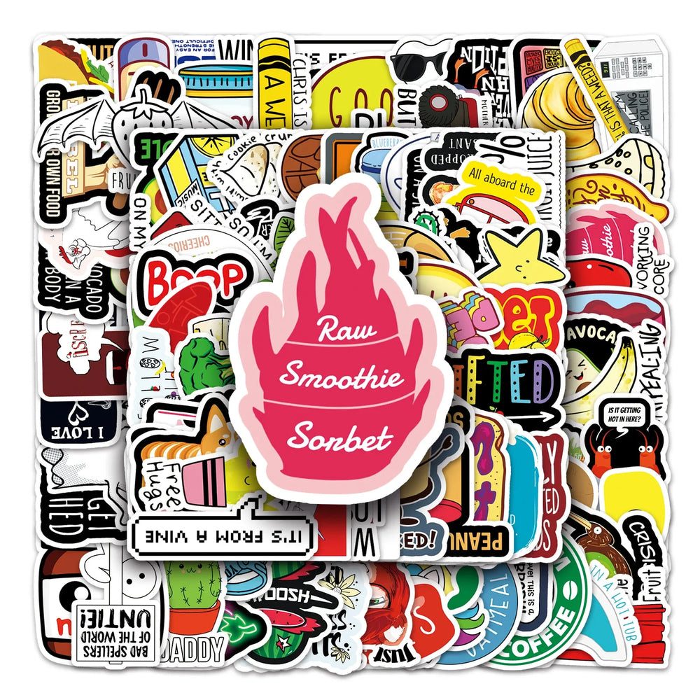 50Pcs Cartoon Waterproof Vinyl Stickers for Skateboard Snowboard (Online Order Only)