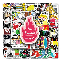 50Pcs Cartoon Waterproof Vinyl Stickers for Skateboard Snowboard (Online Order Only)