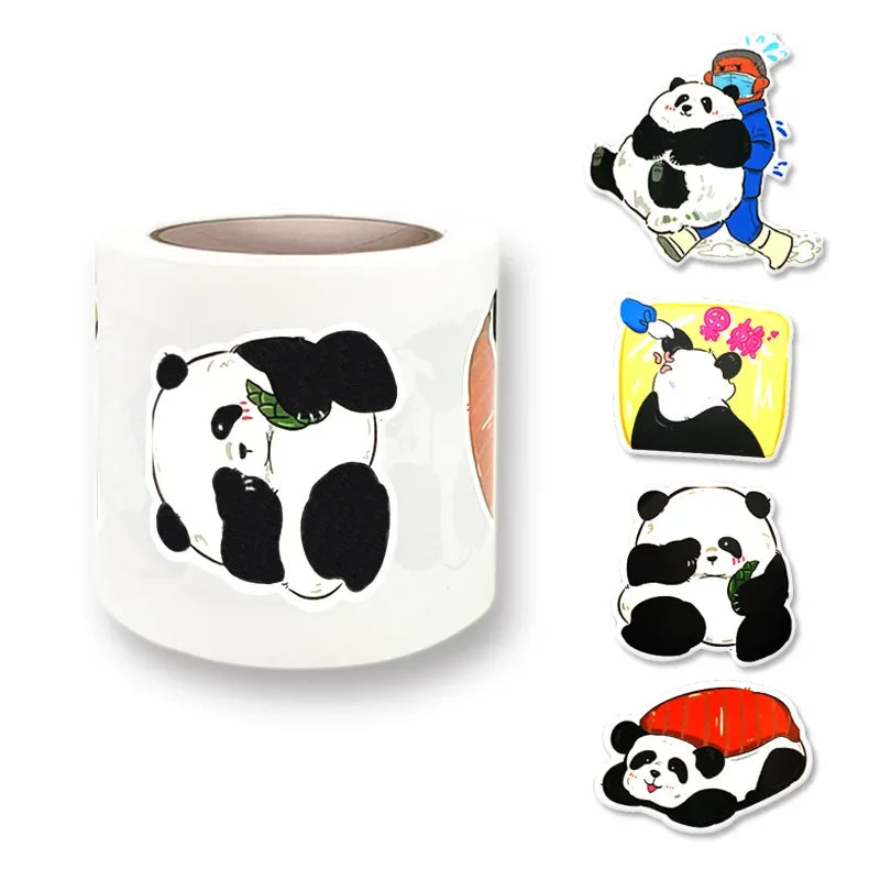 Panda Graffiti Sticker Rolled Flat Sheet 50 Animal Adhesive Decorative Stickers Water Cup Waterproof Sticker Cute Decal (ONLINE ORDER ONLY)