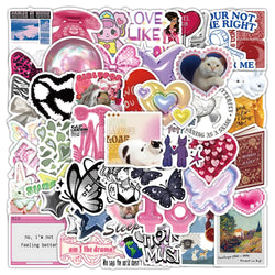 10/30/50PCS Cute Pink y2k Stickers Decoration Cartoon Decals DIY Phone Fridge Suitcase Guitar Scrapbook Helmet Car Sticker Toys (ONLINE ORDER ONLY)