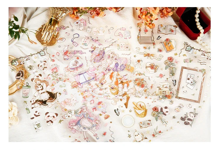 2 Sheets Cute Lolita Girl Decoration Sticker Aesthetics Hand Account DIY Collage Material Kawaii Stationery Scrapbooking Sticker (Online Order Only)