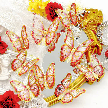 12 Butterfly Wall Stickers Gold Edged Room Decor Decals (ONLINE ORDER ONLY)