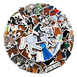 50Pcs Equestrian Cartoon Waterproof Vinyl Stickers for Skateboard Snowboard (Online Order Only)