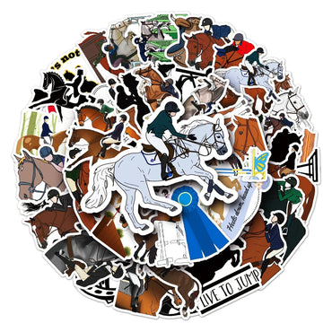 50Pcs Equestrian Cartoon Waterproof Vinyl Stickers for Skateboard Snowboard (Online Order Only)