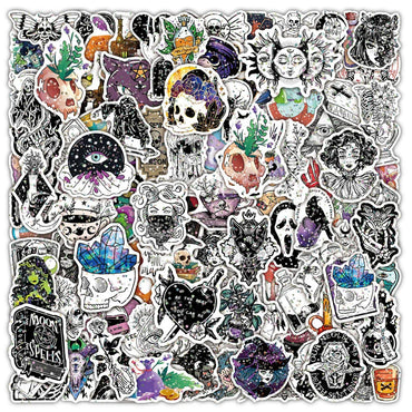 10/30/50/100PCS Holographic Laser Horror Gothic Witch Stickers Waterproof Decals Skateboard Laptop Motorcycle Car Cool Sticker (ONLINE ORDER ONLY)