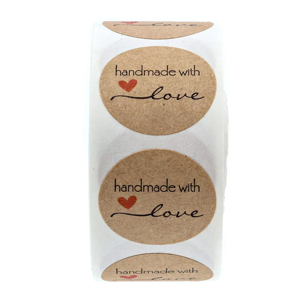 500pcs/roll Handmade with Love Letter Stickers Thank You Stickers Labels Wedding Box Gift Packing Decoration Stationery Stickers (ONLINE ORDER ONLY)