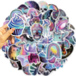 50pcs Cartoon Psychedelic Mysterious Graffiti Stickers For Phone Ipad Aesthetic Sticker DIY Handmade Scrapbooking Material (Online Order Only)