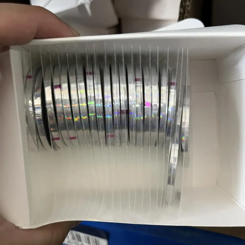 10pcs Nail Striping Tape Metallic Yarn Line Gold/Silver Striping Sticker Holographic 3D Strips Liner Tape Adhesive Manicure Foil (Online Order Only)
