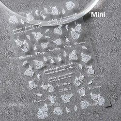 Flowers in Bloom Cosmos Chrysanthemum Daisy White Petal Yellow Stamen Self Adhesive Nail Art Decorations Sticker Manicure Decals (ONLINE ORDER ONLY)