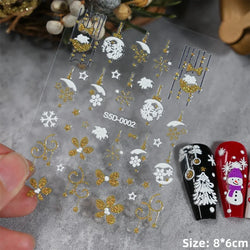 Cute Deer Christmas Nail Stickers 5D Embossed Elk Star Gingerbread Man Snowflake Santa Claus Holly DIY Winter Engraved Manicure* (ONLINE ORDER ONLY)