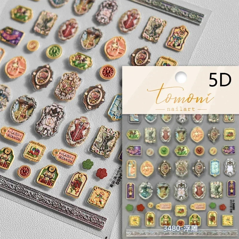 Red Plum Blossom Flower Chinese 3D Self Adhesive Nail Art Decoration Stickers Cheongsam Iris Lily Lotus Vase 5D Manicure Decals (ONLINE ORDER ONLY)
