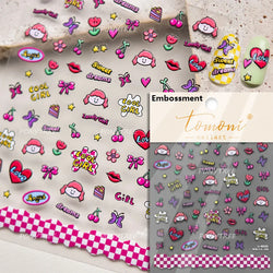 Worker's Speech Chinese Characters Abstract Comics Vivid Patterns Adhesive Nail Art Stickers Satirical Writing Manicure Decals (Online Order Only)