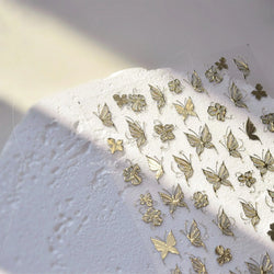 Charming Golden Gradient Shiny Rhinestone Jelly Butterfly Flower Petal Bowknot 3D Self Adhesive Nail Art Sticker Manicure Decals (ONLINE ORDER ONLY)