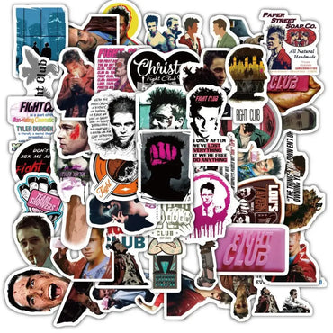 10/60Pcs Fight Club Movie Poster Stickers Retro Decals for Laptop Scrapbook Luggage Phone (ONLINE ORDER ONLY)