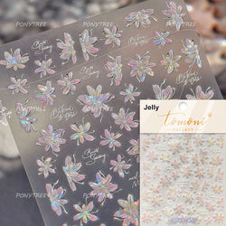 White Pink Flower Dreamy Romantic Petal Jelly Shiny Peach Blossom Polarized Light Delicate Nail Art Stickers 5D Manicure Decals (ONLINE ORDER ONLY)