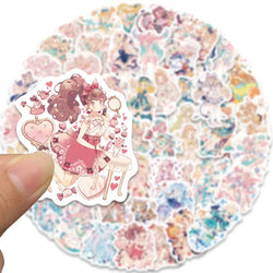 Cartoon Girl Sticker Pack: Waterproof Decals for Luggage, Fridge, Laptop (Online Order Only)