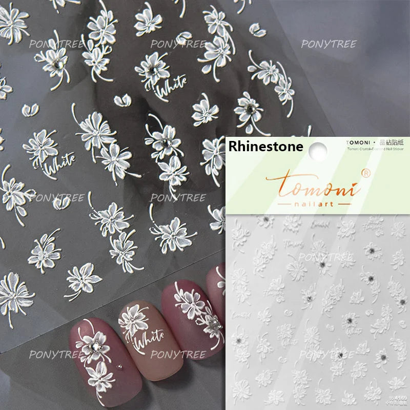 French Romantic Lace Flower Fabric Art Pearl Pendant Portrait Bowknot Textile Printing Delicate Nail Art Stickers Manicure Decal (ONLINE ORDER ONLY)