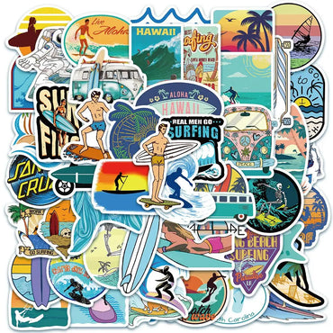 10/50PCS Cool Hawaii Summer Beach Surfing Stickers DIY Surfboard Laptop Phone Luggage Notebook Graffiti Surf Sticker Decals Toy (ONLINE ORDER ONLY)