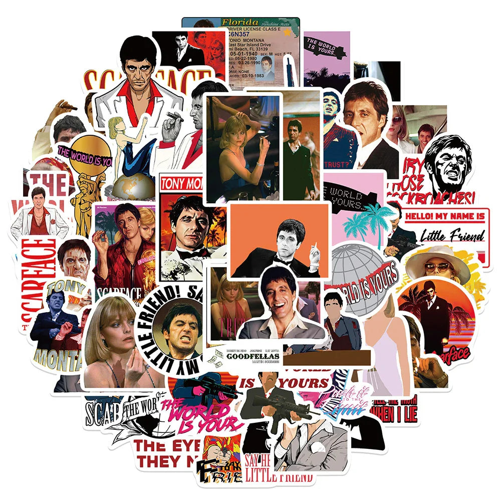 10/30/50pcs Movie Scarface Tony Montana The World Is Yours Sticker Packs (Online Order Only)