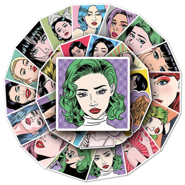 10/30/50pcs Retro Pop Style Girl Anime Stickers Decals Laptop Motorcycle Skateboard Car Phone Guitar Decoration Sticker Kids Toy (ONLINE ORDER ONLY)