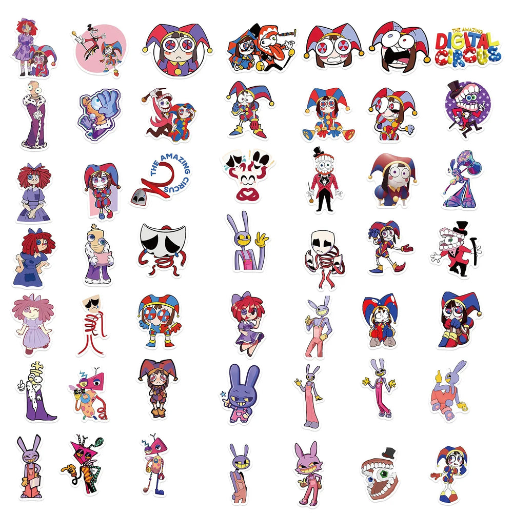 56pcs Cartoon Digital Circus Series Graffiti Stickers Suitable for Laptop Helmet Desktop Decoration DIY Sticker Toys (ONLINE ORDER ONLY)