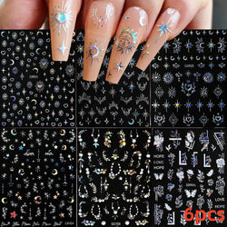 6 Sheets Moon/Star Nail Art Sticker Adhesive Gold Color Sticker Sheets Universal Constellation Shapes Sticker Art Decoration (ONLINE ORDER ONLY)
