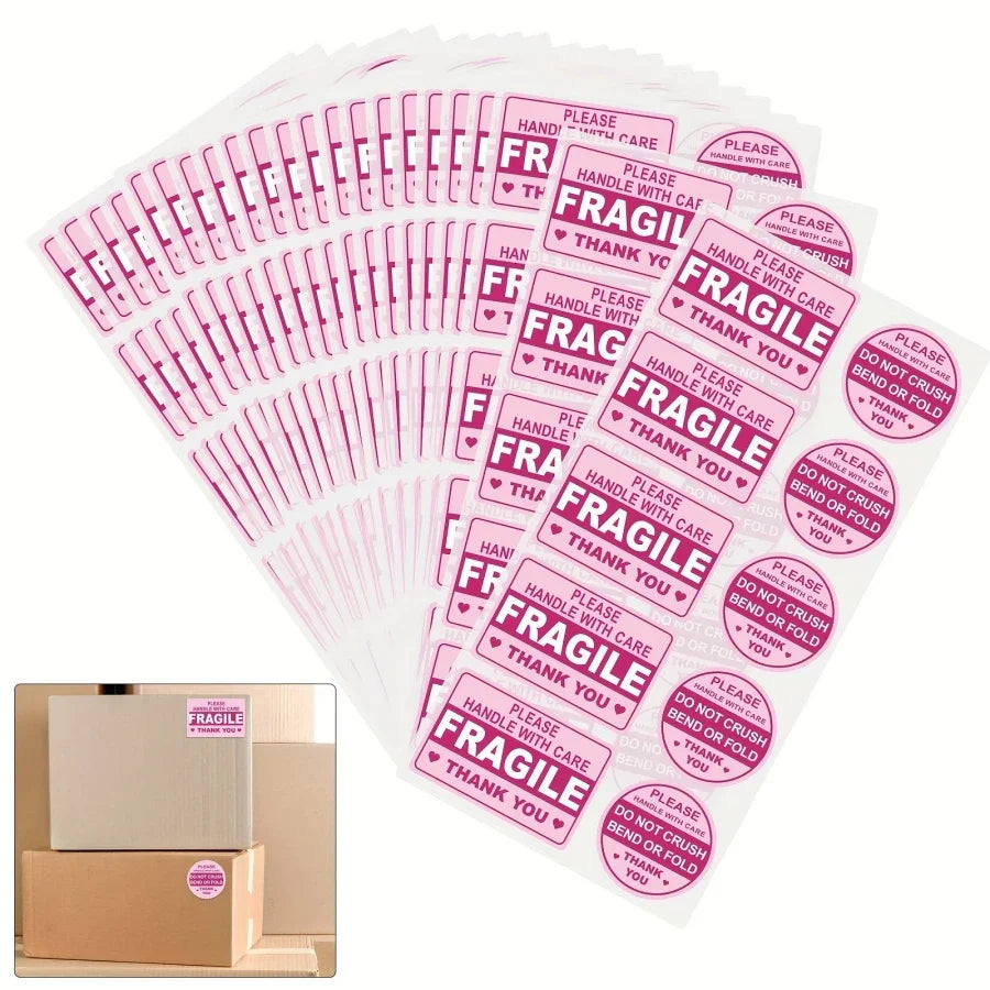 100 Fragile Shipping Stickers - Durable, Non-Folding, Secure Labels (Online Order Only)